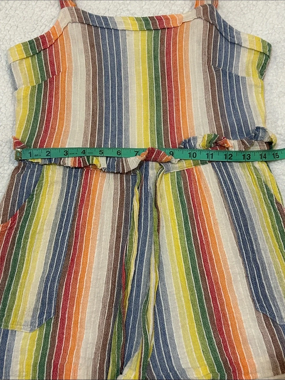 Saylor Roxie Romper in Multi Medium 100% Cotton Rainbow Stripes Beach Vacation